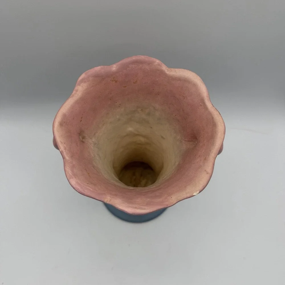 Vintage Hull‎ Pottery Dogwood Vase 503 8 1/2'' Tall Blue Pink Flowers Floral USA